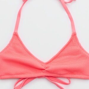 aerie Coral Pink Textured Triangle Bikini Top